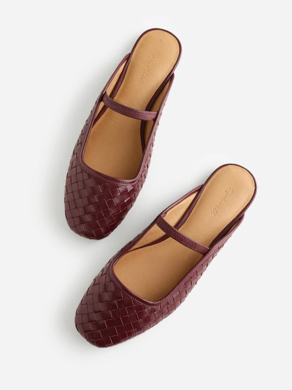 Madewell The Greta Ballet Flat Mule in Deep Merlot Weave Maroon Size 9.5 - Picture 2 of 9